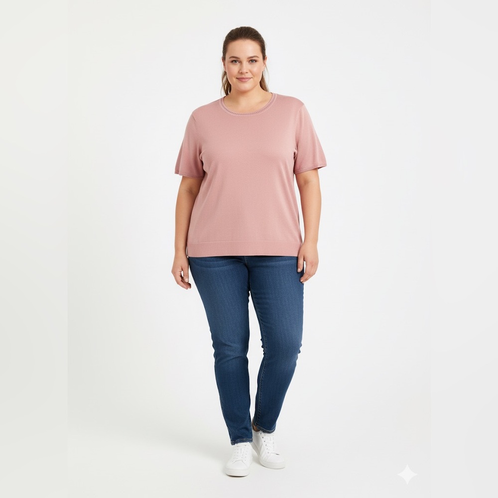 Pink Cable & Gauge Short Sleeve Top